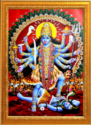 Sunfra Arts Kali mata ji photo frame with laminated sheet . size [ 5x7 inch] . Religious Frame