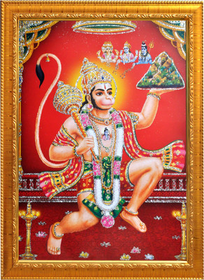 Sunframing Hanuman ji photo frame with laminated sheet . size [ 5x7 inch ] Religious Frame