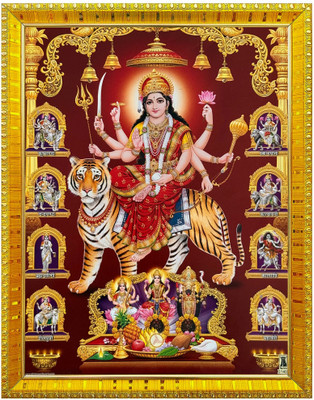 koshtak Durga/Ambe/Sherawali/Nav Durga Photo Frame For Temple/Puja room/Gift/Home Decor Religious Frame