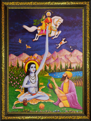 BISRAT CREATIONS Shri chand ji photo frame | size= 10 inch/ 13.5 inch, A4 Religious Frame