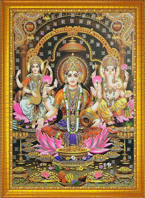 Stuthi Arts Laksmi ganesh saraswati ji Religious Frame