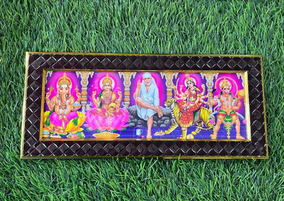 FRAMTASTIC Lakhsmi Ganesh Maa Durga Saibaba Hanuman ji Photo Frame Religious Frame
