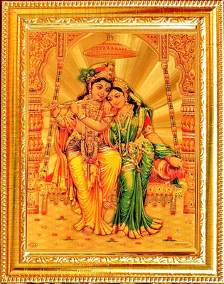 SUNINOW gold foil embossed Radha krishna photo frame | god photo frame Religious Frame