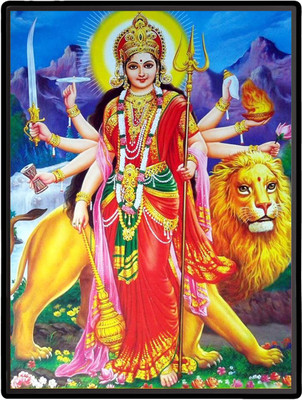 HitechMart Durga Laminated Photo Religious Frame
