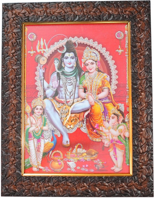 Dharmikk Bhagwan Shiv,Parvati,Ganesh & Kartik Wooden Photo Frame | God Religious Framed Religious Frame
