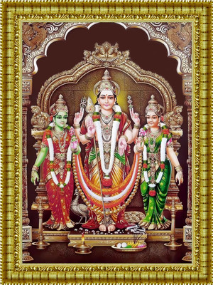 Bmsales Bisrat Creations Lord Subramanya Murugan Valli Devasena Photo Frame Size :A4 Religious Frame
