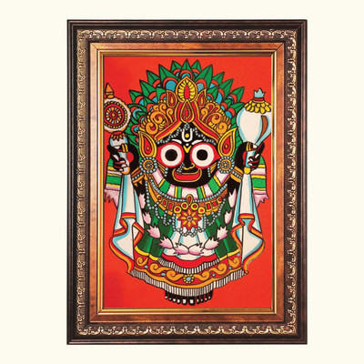 HitechMart Sri Jagannath Color Photo frame 10x14 Inch Religious Frame