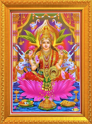 shreya arts frame wth glass Lakshmi Mata Religious Frame
