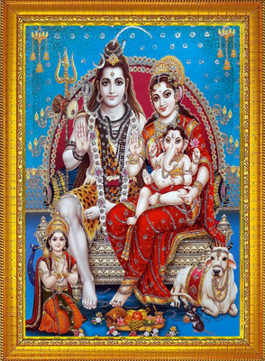Diyansh Enterprises SHIV PARIWAR GOLDEN PHOTO Religious Frame
