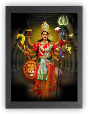US COLLECTION Durga Maa on Tiger MATA vaishno Devi pindi roop photo frame Photo Frame Religious Frame