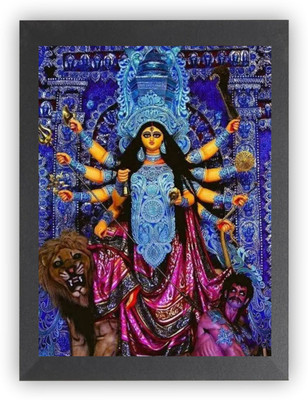 US COLLECTION Durga Maa on Tiger MATA vaishno Devi pindi roop photo frame Photo Frame Religious Frame