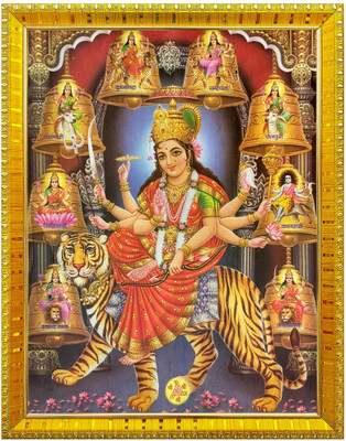 koshtak Nav Durga Photo Frame With Lamination For Puja Room/Wall Hanging/Gift/Home Decor Religious Frame