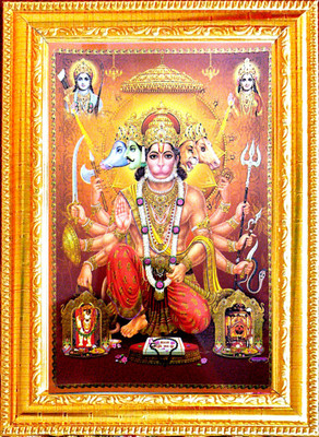SUNINOW hanuman ji with shree ram ji sita ji and mehendipur balaji , salasar balaji Religious Frame