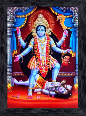 BISRAT CREATIONS Kali MATA Ji Photo Frames with Acrylic Sheet for Worship size= 10/13.5 inch Religious Frame