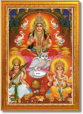 Craft Quest Laxmi Ganesh Saraswati photo frame for wall hanging (10 X 13 Inches) Religious Frame
