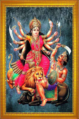 jog craft durga maa golden photo frame, mata ji photo Religious Frame