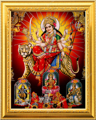 NDFRAME sherawali mata/DURGA MAA/ nav durga Photo Frame Laminated 9.5x11.5inches Religious Frame