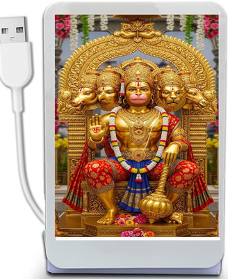 VGS MARKETINGS Sri Maruti Bajrang Bali Panchamukhi hanuman car dashboard led Photo Religious Frame