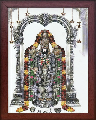 VGS MARKETINGS Tirupathi Venkateswara swamy Balaji with Goddess lakshmi devi wall hanging Photo Religious Frame