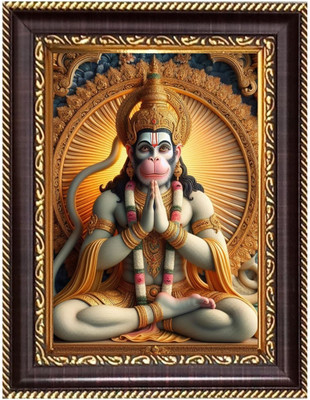 HitechMart Sri Hanuman Digital Print Photo 12.7x14.7 inches Religious Frame