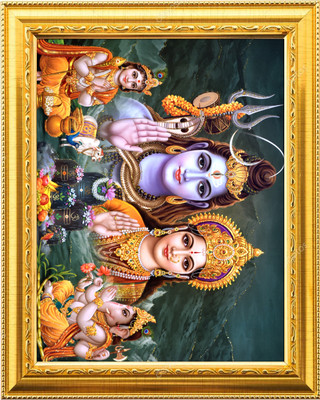 NDFRAME Shiv Parivar Laminated Wooden Photo Frame 9.4x11.5 inches Religious Frame