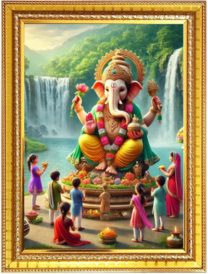 HitechMart Ganapathi bappa Photo Frame 12x16 Inches Religious Frame