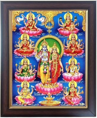 Hitech Sales Lord Vishnu and Mata Lakshmi with his 8 Form Religious Frame