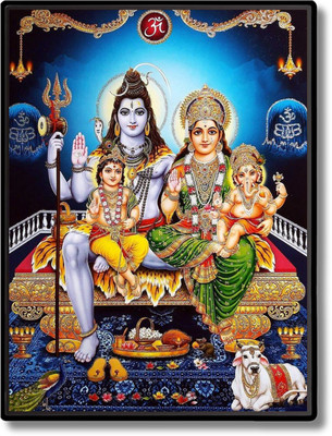 HitechMart Shiva Family Laminated Photo Religious Frame