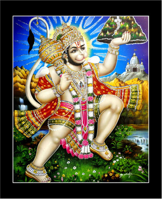 Sunframing Hanuman ji photo frame with laminated sheet . size [ 5x7 inch ] Religious Frame