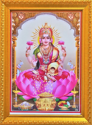 shreya arts frame wth glass Dhana Lakshmi / Lakshmi Poojan / Laxmi Mata / Mata Lakshmi / Devi Lakshmi Photo Religious Frame
