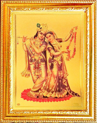 SUNINOW gold foil embossed Radha krishna photo frame | god photo frame Religious Frame