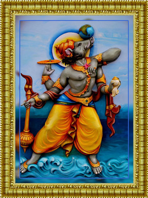 BISRAT CREATIONS God Varaha Bhagwan photo frame size:10/14 inch A4 Religious Frame