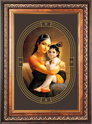 HitechMart Sri Krishna Color Photo 10x14 Inch Religious Frame