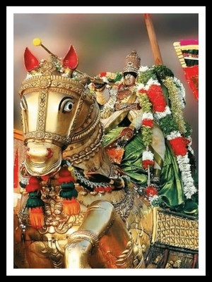 Digitouch Shopee God Kalalagar/Alagar or Lord Vishnu in Golden Horse Photo frame 8X12 Inch Religious Frame