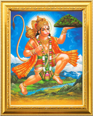NDFRAME Hanuman ji /Bajrangbali photo frame Laminated (9.5x11.5inches) Religious Frame