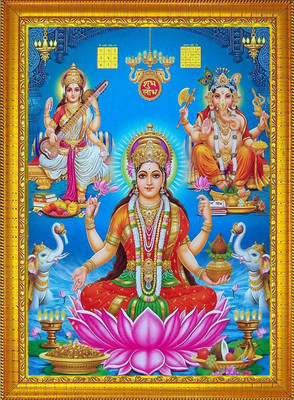 DropTopDecor Laxmi ganesh saraswati ji Religious Frame
