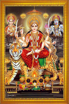 jog craft durga maa golden photo frame, mata ji photo Religious Frame