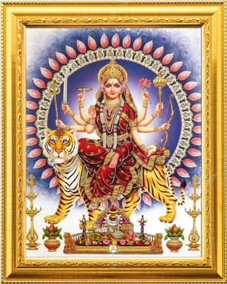 NDFRAME sherawali mata/DURGA MAA/ nav durga Photo Frame Laminated 9.5ix11.5inches Religious Frame