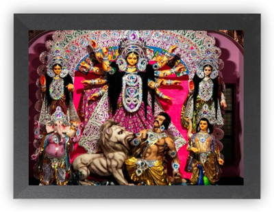 US COLLECTION Durga Maa on Tiger MATA vaishno Devi pindi roop photo frame Photo Frame Religious Frame