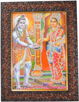 Dharmikk Shiv ji & Devi Annapurna Wooden Photo Frame | God Religious Framed Religious Frame