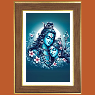 HitechMart Lord shiva and Parvathi Photo Frame 14x18 Inches Religious Frame