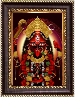 HitechMart Maa kaali Digital Print Photo 8.7x10.7 inches Religious Frame