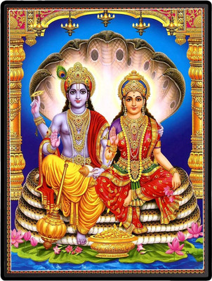 HitechMart Vishnu & Lakshmi Laminated Photo Religious Frame