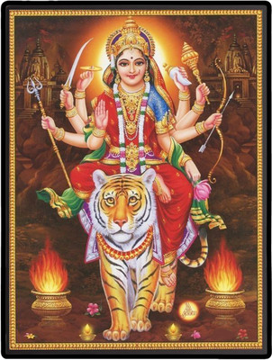 HitechMart Durga Laminated Photo Religious Frame