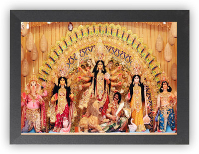 US COLLECTION Durga Maa on Tiger MATA vaishno Devi pindi roop photo frame Photo Frame Religious Frame