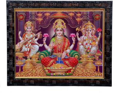 Dharmik Laxmi, Ganesh, Saraswati Ji Religious Frame