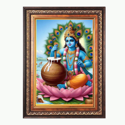 HitechMart Sri Krishna Color Photo frame 12x16 Inch Religious Frame