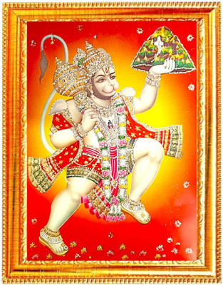 SUNINOW hanuman silver zari work Religious Frame