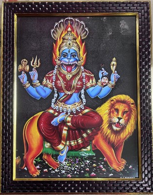 FRAMTASTIC God Sri Gruha Lakshmi with cow / Laxmi Devi / Gruhalakshmi Religious Frame