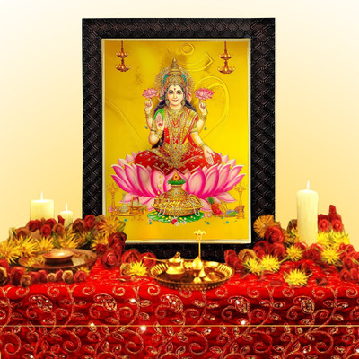 HAWAI Sri Goddess Lakshmi Gold Plated Photo with Frame Religious Frame Religious Frame